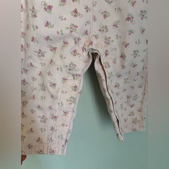 The Lullaby Club Vintage Pink Floral Overall Shirt Two Piece Set Size 12 months - Picture 5 of 9